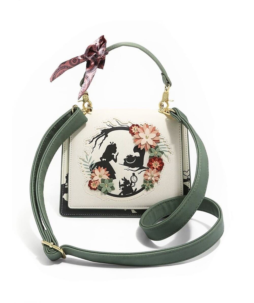 Loungefly Disney Alice in Wonderland Floral Shoulder Hand Bag Purse Silhouettes